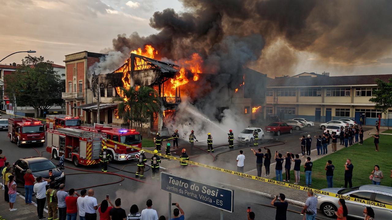 Incêndio Atinge Teatro do Sesi em Jardim da Penha, Vitória